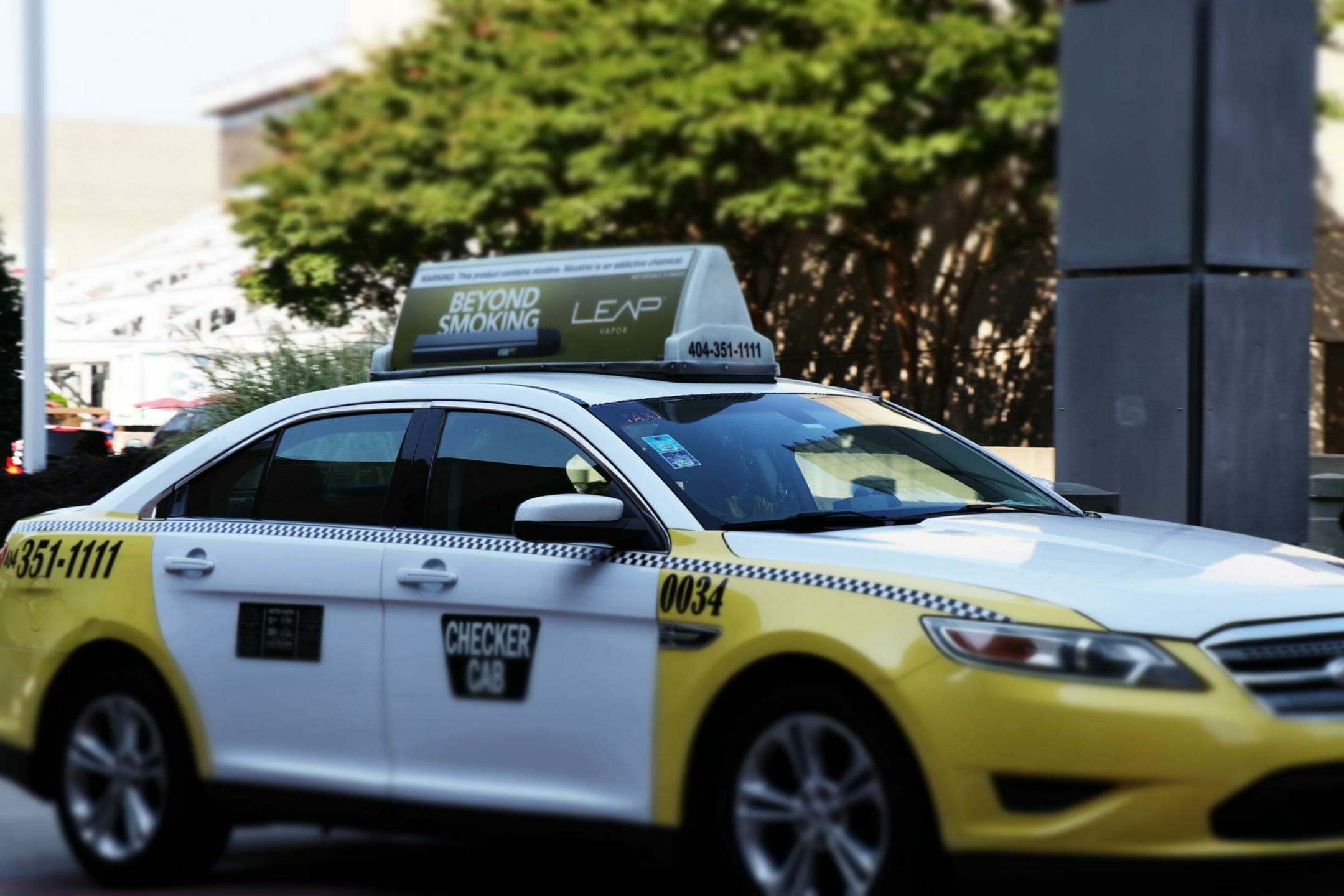 taxi on city street