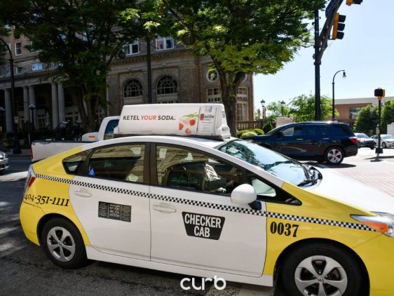 taxi on city street