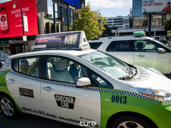 taxi on city street