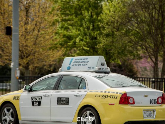 taxi on city street